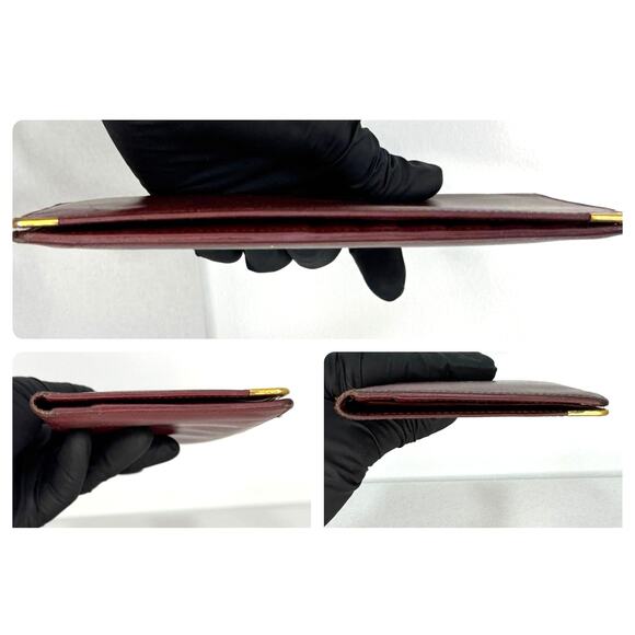 Cartier Must de Cartier Bordeaux Leather Long Wallet Gold Corners Vintage Italy - Picture 6 of 8